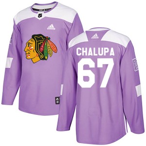 Men's Chicago Blackhawks Matej Chalupa Adidas Authentic Fights Cancer Practice Jersey - Purple