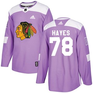 Men's Chicago Blackhawks Gavin Hayes Adidas Authentic Fights Cancer Practice Jersey - Purple