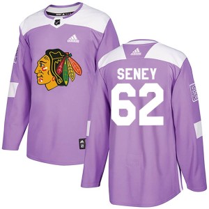 Men's Chicago Blackhawks Brett Seney Adidas Authentic Fights Cancer Practice Jersey - Purple