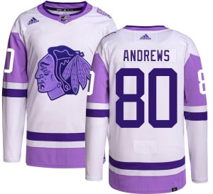 Youth Chicago Blackhawks Zach Andrews Adidas Authentic Hockey Fights Cancer Jersey -