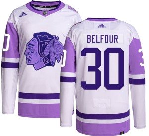 Youth Chicago Blackhawks ED Belfour Adidas Authentic Hockey Fights Cancer Jersey -