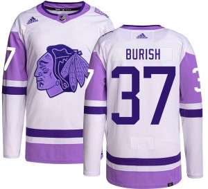 Youth Chicago Blackhawks Adam Burish Adidas Authentic Hockey Fights Cancer Jersey -