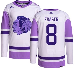 Youth Chicago Blackhawks Curt Fraser Adidas Authentic Hockey Fights Cancer Jersey -