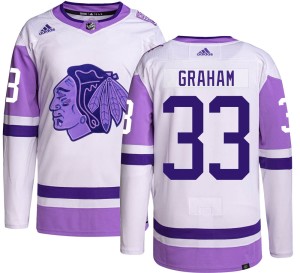Youth Chicago Blackhawks Dirk Graham Adidas Authentic Hockey Fights Cancer Jersey -