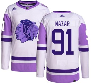 Youth Chicago Blackhawks Frank Nazar Adidas Authentic Hockey Fights Cancer Jersey -