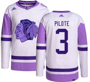 Youth Chicago Blackhawks Pierre Pilote Adidas Authentic Hockey Fights Cancer Jersey -