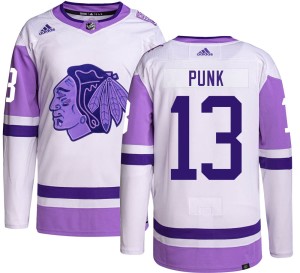 Youth Chicago Blackhawks CM Punk Adidas Authentic Hockey Fights Cancer Jersey -
