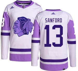 Youth Chicago Blackhawks Zach Sanford Adidas Authentic Hockey Fights Cancer Jersey -