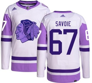 Youth Chicago Blackhawks Samuel Savoie Adidas Authentic Hockey Fights Cancer Jersey -