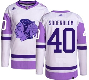Youth Chicago Blackhawks Arvid Soderblom Adidas Authentic Hockey Fights Cancer Jersey -