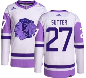 Youth Chicago Blackhawks Darryl Sutter Adidas Authentic Hockey Fights Cancer Jersey -
