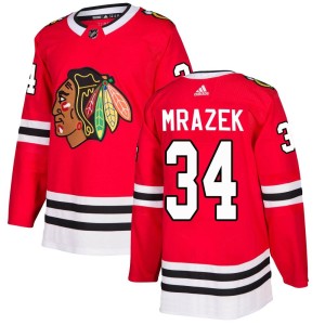 Youth Chicago Blackhawks Petr Mrazek Adidas Authentic Home Jersey - Red