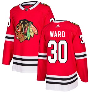 Youth Chicago Blackhawks Cam Ward Adidas Authentic Home Jersey - Red