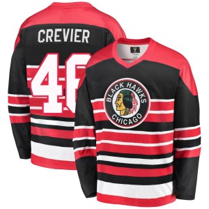 Youth Chicago Blackhawks Louis Crevier Fanatics Branded Premier Breakaway Heritage Jersey - Red/Black