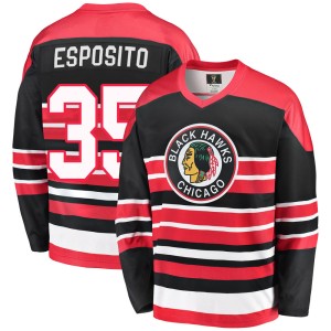 Youth Chicago Blackhawks Tony Esposito Fanatics Branded Premier Breakaway Heritage Jersey - Red/Black