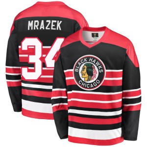 Youth Chicago Blackhawks Petr Mrazek Fanatics Branded Premier Breakaway Heritage Jersey - Red/Black