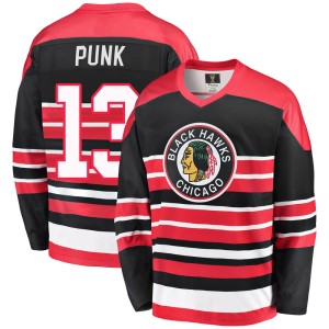 Youth Chicago Blackhawks CM Punk Fanatics Branded Premier Breakaway Heritage Jersey - Red/Black