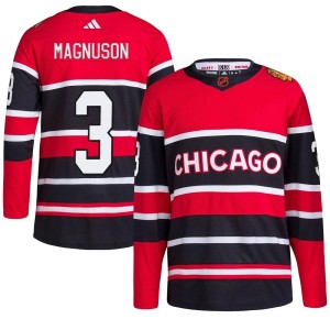 Men's Chicago Blackhawks Keith Magnuson Adidas Authentic Reverse Retro 2.0 Jersey - Red