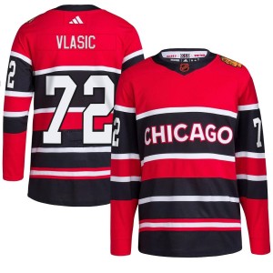 Men's Chicago Blackhawks Alex Vlasic Adidas Authentic Reverse Retro 2.0 Jersey - Red