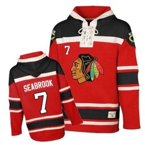 Youth Chicago Blackhawks Brent Seabrook Premier Old Time Hockey Sawyer Hooded Sweatshirt - Red