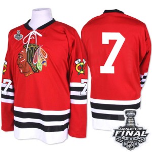 Men's Chicago Blackhawks Chris Chelios Mitchell and Ness Authentic 1960-61 Throwback 2015 Stanley Cup Patch Jersey - Red