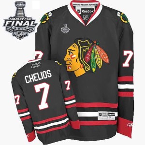 Men's Chicago Blackhawks Chris Chelios Reebok Authentic Third 2015 Stanley Cup Patch Jersey - Black