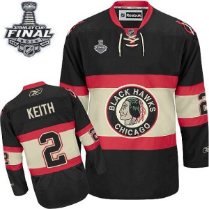 Men's Chicago Blackhawks Duncan Keith Reebok Authentic New Third 2015 Stanley Cup Patch Jersey - Black