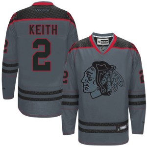 Men's Chicago Blackhawks Duncan Keith Reebok Authentic Cross Check Fashion Jersey - Charcoal