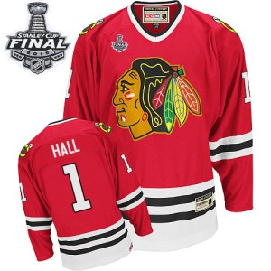 Men's Chicago Blackhawks Glenn Hall CCM Authentic Throwback 2015 Stanley Cup Patch Jersey - Red