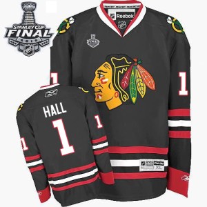 Men's Chicago Blackhawks Glenn Hall Reebok Authentic Third 2015 Stanley Cup Patch Jersey - Black