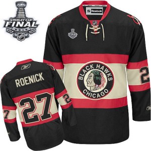 Men's Chicago Blackhawks Jeremy Roenick Reebok Authentic New Third 2015 Stanley Cup Patch Jersey - Black
