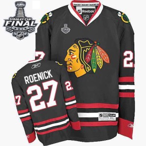 Men's Chicago Blackhawks Jeremy Roenick Reebok Authentic Third 2015 Stanley Cup Patch Jersey - Black