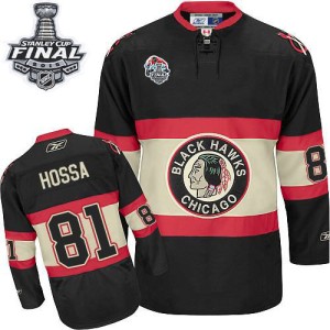 Men's Chicago Blackhawks Marian Hossa Reebok Authentic Winter Classic 2015 Stanley Cup Patch Jersey - Black