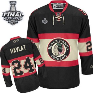 Men's Chicago Blackhawks Martin Havlat Reebok Authentic New Third 2015 Stanley Cup Patch Jersey - Black