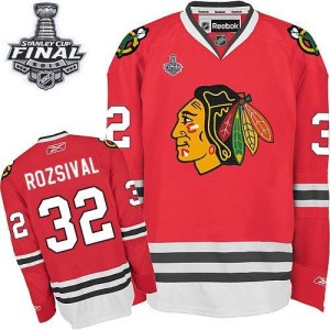 Men's Chicago Blackhawks Michal Rozsival Reebok Authentic Home 2015 Stanley Cup Patch Jersey - Red
