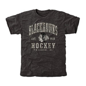 Men's Chicago Blackhawks Camo Stack Tri-Blend T-Shirt - Black