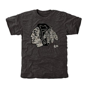 Men's Chicago Blackhawks Rink Warrior Tri-Blend T-Shirt - Black