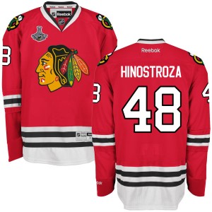 Men's Chicago Blackhawks Vinnie Hinostroza Reebok Replica 2015 Stanley Cup Champions Home Jersey - Red