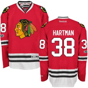 Men's Chicago Blackhawks Ryan Hartman Reebok Replica Home Centennial Patch Jersey - Red