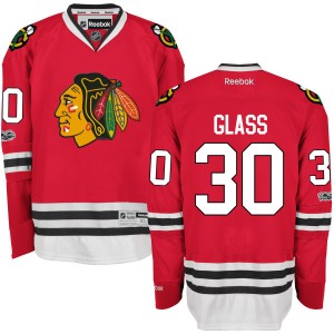 Men's Chicago Blackhawks Jeff Glass Reebok Premier Home Centennial Patch Jersey - Red