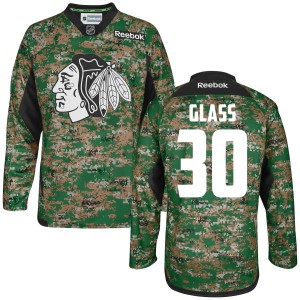 Men's Chicago Blackhawks Jeff Glass Reebok Authentic Digital Veteran's Day Practice Jersey - Camo