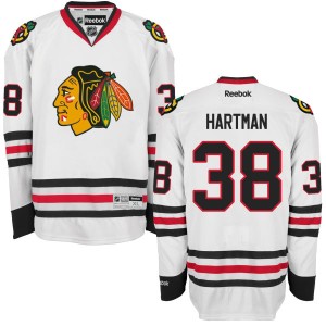 Men's Chicago Blackhawks Ryan Hartman Reebok Authentic Away Jersey - - White