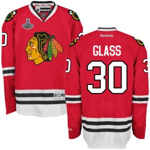 Men's Chicago Blackhawks Jeff Glass Reebok Authentic 2015 Stanley Cup Champions Home Jersey - Red