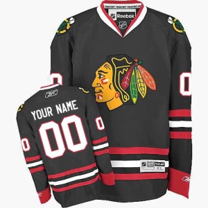 Men's Chicago Blackhawks Custom Reebok Authentic ized Third Jersey - Black
