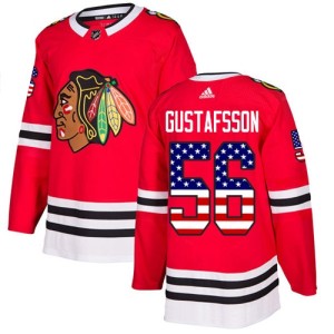 Men's Chicago Blackhawks Erik Gustafsson Adidas Authentic USA Flag Fashion Jersey - Red