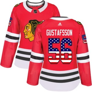 Women's Chicago Blackhawks Erik Gustafsson Adidas Authentic USA Flag Fashion Jersey - Red
