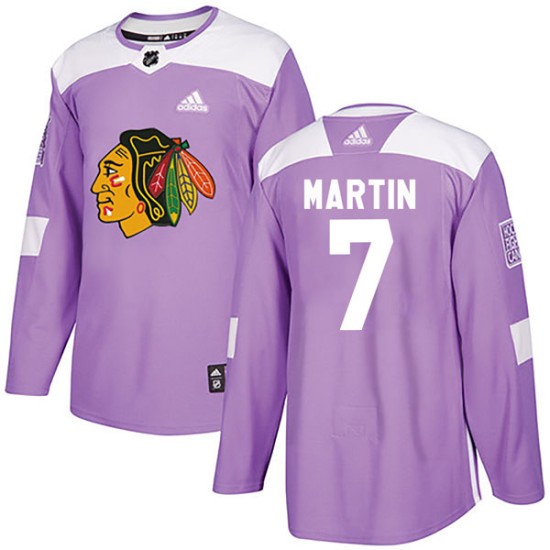 Youth Chicago Blackhawks Pit Martin Adidas Authentic Fights Cancer Practice Jersey - Purple