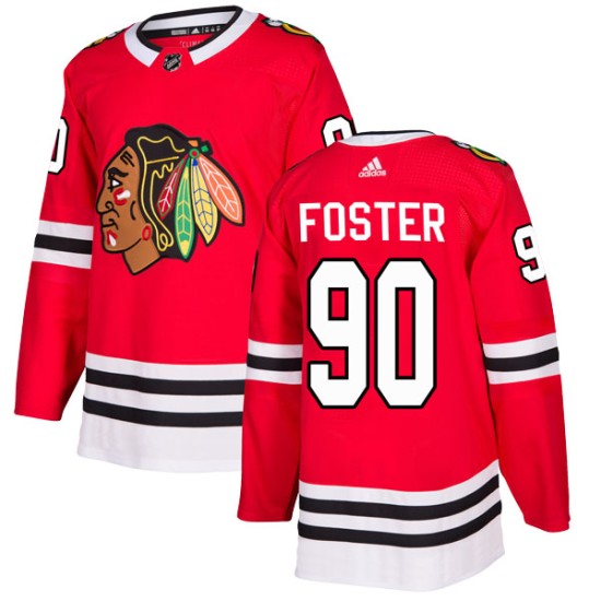 Men's Chicago Blackhawks Scott Foster Adidas Authentic Home Jersey - Red