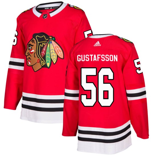 Men's Chicago Blackhawks Erik Gustafsson Adidas Authentic Home Jersey - Red