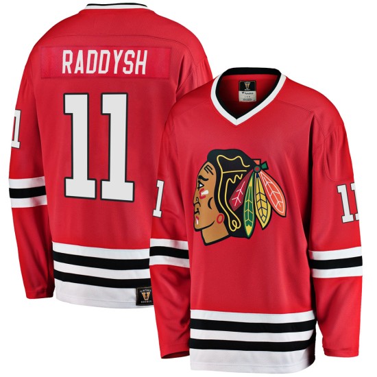 Youth Chicago Blackhawks Taylor Raddysh Fanatics Branded Premier Breakaway Heritage Jersey - Red